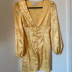 YELLOW SILKY PRINCESS POLLY MINI DRESS